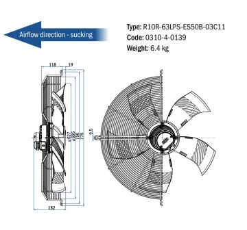 Ventilator axial de aspiratie Hidria R10R-63LPS, Ø 630 mm